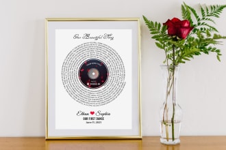 create personalized song lyrics print wall art design