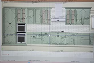 create elevations and 3d model for kitchen and bathroom