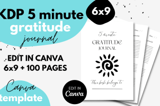 offer KDP gratitude journal, canva template, 100 pages
