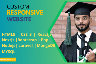 build custom responsive website in HTML, CSS, bootstrap, javascript and PHP