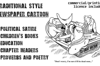 hand draw your newspaper cartoon idea in my style