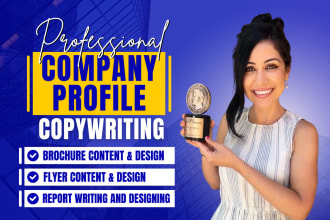 write, design a premium company profile, corporate presentation