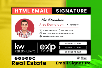 design clickable HTML email signature for gmail, outlook