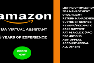 be your top rated amazon fba and wholesale virtual assistant 5 years experience