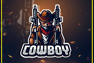 design awesome cowboy esport mascot logo design