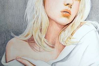 freehand draw by colored pencils photorealistic art on paper