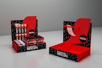 make 3d product display, counter top, retail display in here