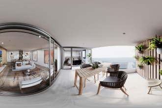 make a photorealistic 3d render or 360 panoramic
