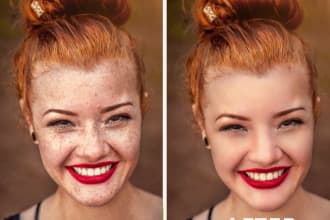 do couple face retouching, beautify, slim and headshot