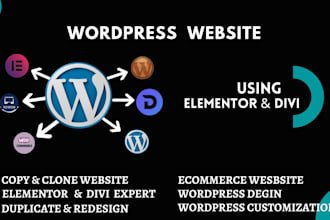 design, clone, redesign wordpress website, ecommerce store with elementor pro