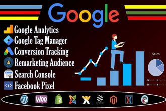 setup or fix google analytics 4, ga4, tag manager, facebook pixel conversion api