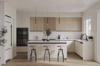 do bedroom, kitchen, bathroom interior design 3d render