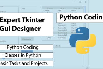 do any python programming tasks with classes, tkinter gui