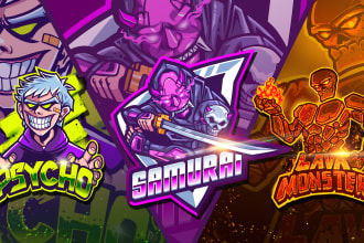 create premium logo for twitch, gaming team, youtube, mascot