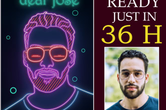make custom self neon line portait printable,