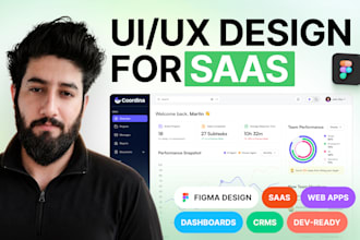 do ui ux design, saas dashboard design, and web app design in figma