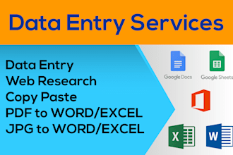 do data entry web research copy paste file conversion