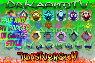 design sub, bit and channel badges in every game styles