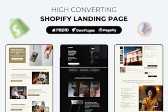 design shopify landing page or one product store by replo, pagefly, gempages