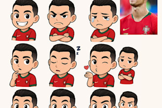 create chibi stickers with various expressions