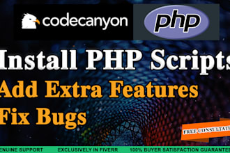 install any codecanyon php script and fix bugs
