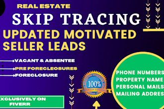 provide real estate motivated seller leads with skip trace