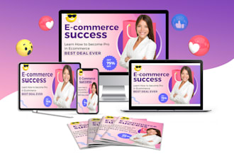 design online course cover, digital product mockup bundle