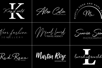 do handwriting signature scripted cursive typography notary logo design