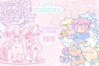 draw cute custom doodles for you, illustration