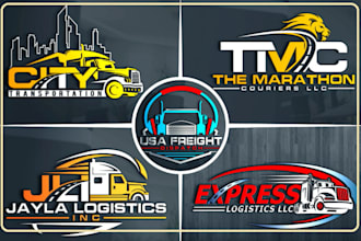design modern logistic trucking industrial logo
