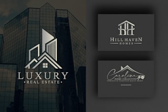 create luxury real estate realtor property  construction logo