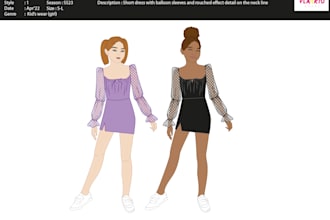 do stunning kidswear fashion illustration and technical drawing