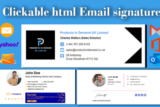 design an HTML email signature or clickable email signature
