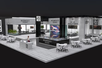 design 3d trade show booth, exhibition stall, kiosk, stand