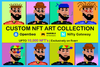 create pixel style nft art collection upto 10k that sells