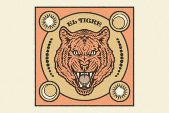 create vintage retro animal line art illustration logo