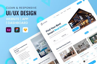 do modern clean trendy UI UX design redesign for mobile app landing page website
