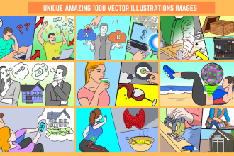give you unique amazing 1000 vector illustrations for facebook ads business