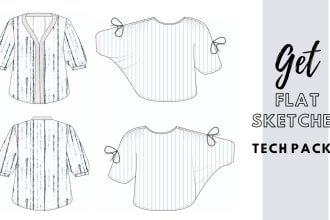do fashion design flat sketches, tech packs and line ups