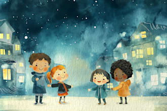 make children story book illustration watercolor