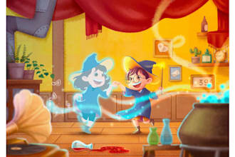 create whimsical childrens book illustrations