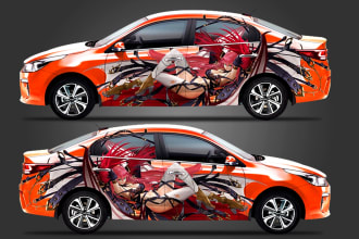 design car wrap anime style itasha design anime girl racing car wrap