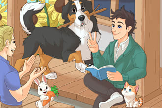 draw disney cartoon portrait of your lovely pet in 24 hours