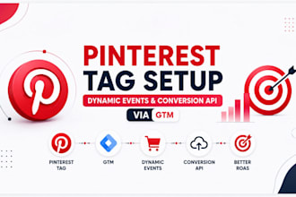 set up pinterest ads tag, dynamic event tracking, and conversion API via GTM
