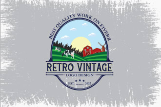 do unique retro vintage logo design for you