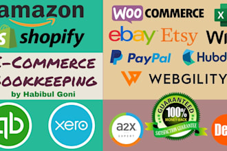 do ecommerce bookkeeping in quickbooks and xero for amazon shopify ebay and etsy