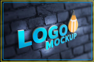 create modern creative unique colorful 3d mockup logo design