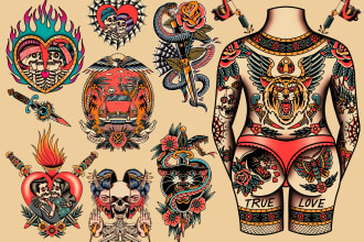 create any design in traditional tattoo or old school style