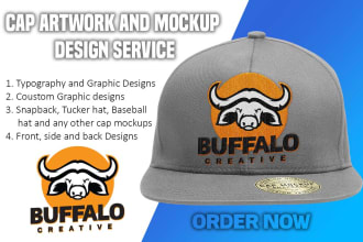 design cap hat artwork, badge and mockup