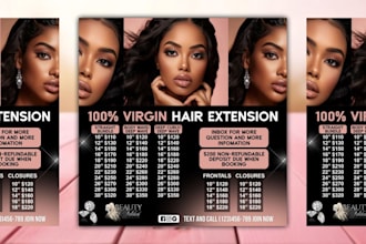 design hair extension and lash extension flyers, spa flyers